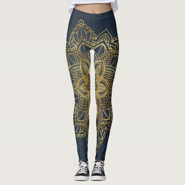 Guld Mandala Leggings (Framsida)