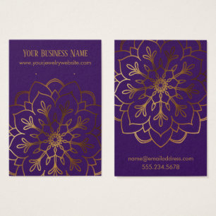 Guld Mandala & Lila Äarring Holder Visning Cards Visitkort