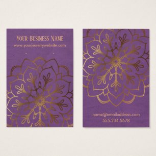 Guld Mandala & Lila Äarring Holder Visning Cards Visitkort