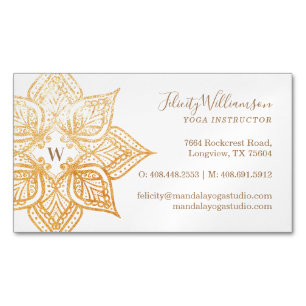 Guld Mandala Lotus Flower Monogram Magnetiska Visitkort