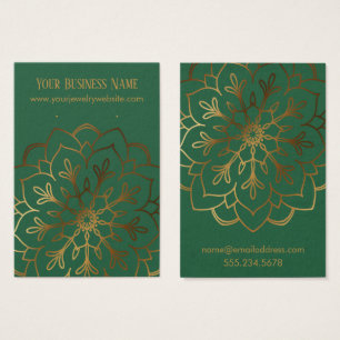 Guld Mandala & Löv Grönt Earring Holder Visning Visitkort