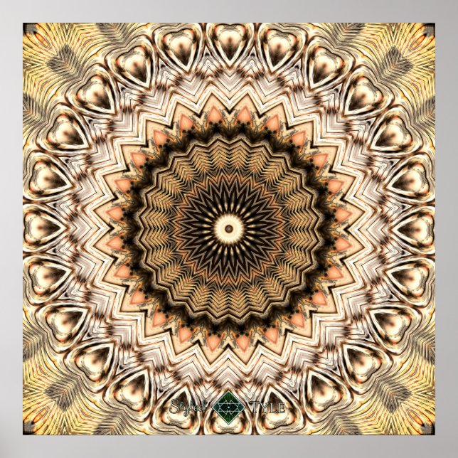 Guld Mandala med krusningar 2 Poster (Framsidan)