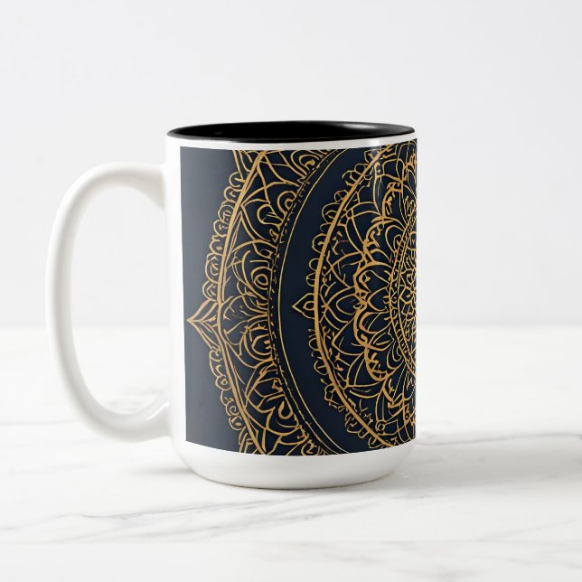 Guld Mandala Midnight Blue Mugg (Vänster)