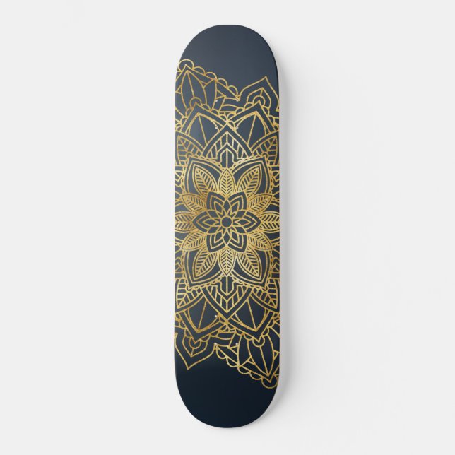 Guld Mandala Mini Skateboard Bräda 18,5 Cm (Framsida)
