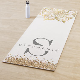 Guld mandala monogram, eget namn glitter