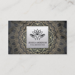 Guld Mandala Mönster Lagra Lotus Händer Visitkort
