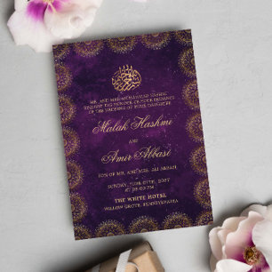 Guld Mandala Ram Lila islamisk muslimsk bröllop Inbjudningar