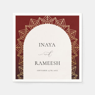 Guld Mandala Red Indian Bröllop Pappersservett