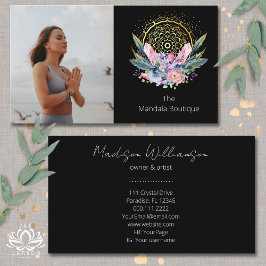 Guld Mandala Rosa Crystals Psychic Andlig Photo Visitkort