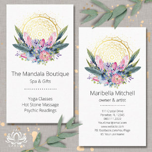 Guld Mandala Rosa Crystals Psychic Spa Andlig Visitkort