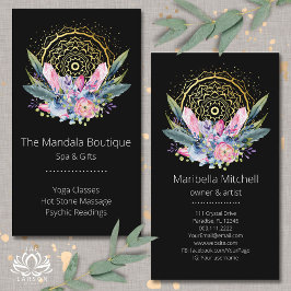 Guld Mandala Rosa Crystals Psychic Spa Andlig Visitkort