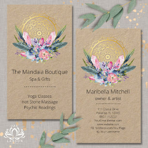 Guld Mandala Rosa Crystals Psychic Spa Andlig Visitkort