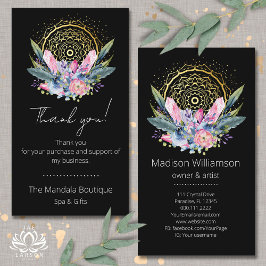 Guld Mandala Rosa Crystals Spa Andlig Tack Visitkort