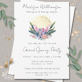 Guld Mandala Rosa Crystals Spa Boho Business Event Inbjudningar