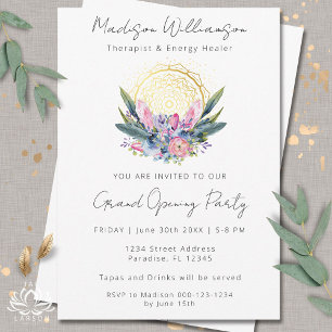 Guld Mandala Rosa Crystals Spa Boho Business Event Inbjudningar
