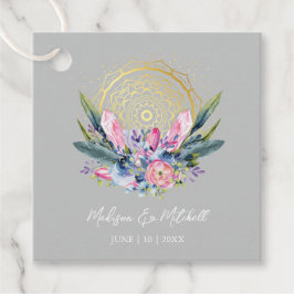 Guld Mandala Rosa Kristall Boho Handfasting Bröllo Gåvor Etiketter