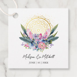 Guld Mandala Rosa Kristall Boho Handfasting Bröllo Gåvor Etiketter