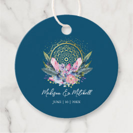 Guld Mandala Rosa Kristall Boho Handfasting Bröllo Gåvor Etiketter