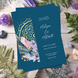 Guld Mandala Rosa Kristall Boho Handfasting Bröllo Inbjudningar