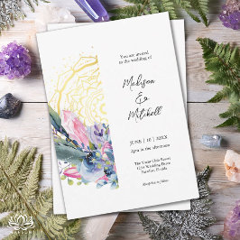 Guld Mandala Rosa Kristall Boho Handfasting Bröllo Inbjudningar