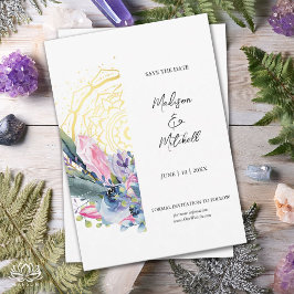 Guld Mandala Rosa Kristall Boho Handfasting Bröllo Spara Datumet