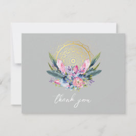 Guld Mandala Rosa Kristall Boho Handfasting Bröllo Tack Kort