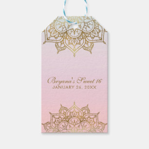 Guld Mandala Rosa Peach Modern Wedding Favor Presentetikett