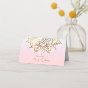 Guld Mandala Rosa Persika Chic Modern Sittplats Vi Placeringskort