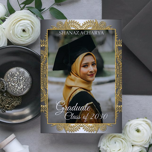 Guld Mandala Silver Grått Studenten Vykort (Skapare uppladdad)