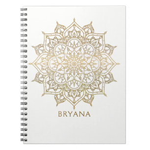 Guld Mandala Vit Chic Glamour Modern Glam Anteckningsbok