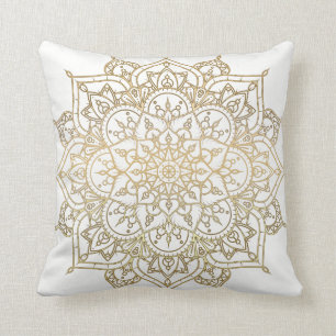 Guld Mandala Vit Chic Glamour Modern Glam Kudde