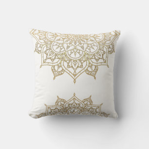 Guld Mandala Vit Chic Glamour Modern Glam Kudde