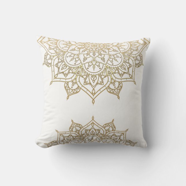 Guld Mandala Vit Chic Glamour Modern Glam Kudde (Framsida)