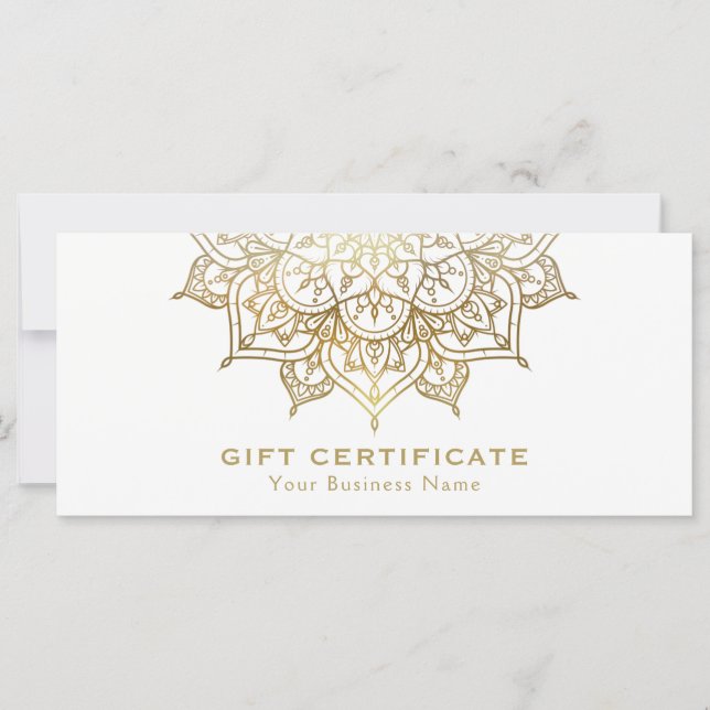 Guld Mandala Vit Minimal Modern Presentkort (Framsida)