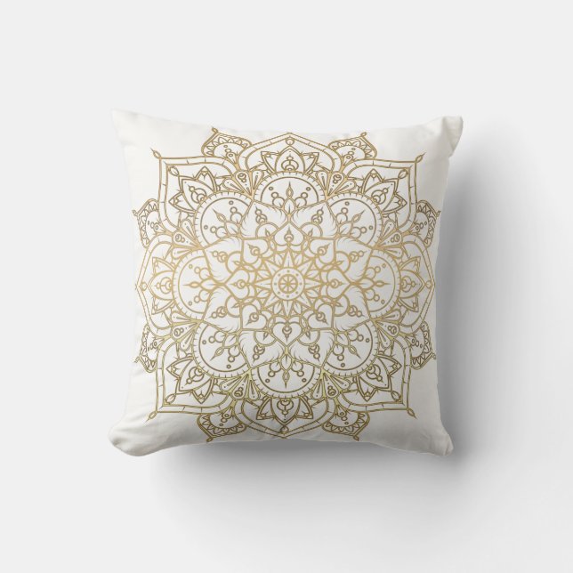 Guld Mandala White Chic Glamor Modern Glam Kudde (Framsida)
