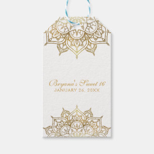 Guld Mandala White Glam Modern Wedding Favor Presentetikett