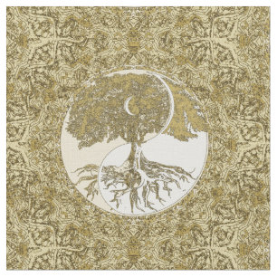 Guld- Mandala Yin Yang Tyg