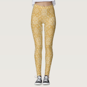 Guld Mandalas av olika formgivningar av geometrisk Leggings