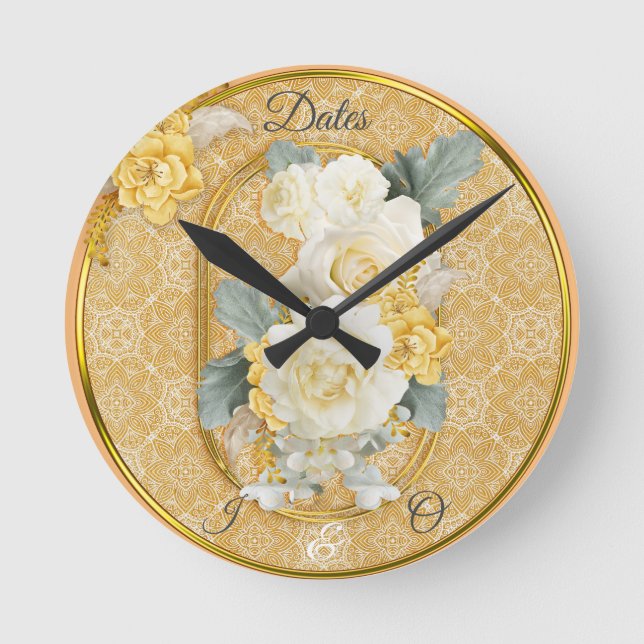 Guld Mandalas av olika formgivningar av geometrisk Rund Klocka (Framsida)