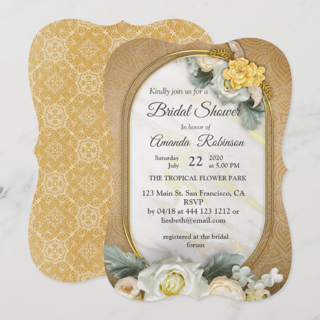 Guld Mandalas från olika geometriska cirklar Inbjudningar (Fram/baksida)