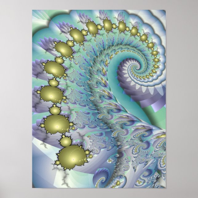 Guld Mandelbrot Spiral Poster (Framsidan)