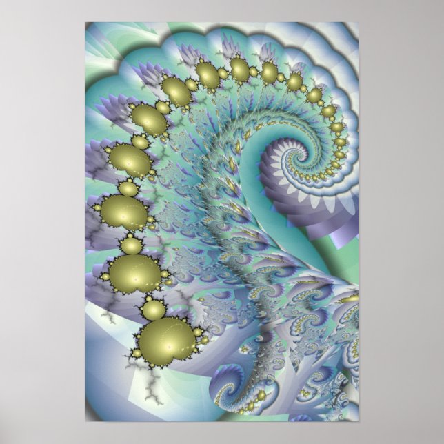 Guld Mandelbrot Spiral Poster (Framsidan)