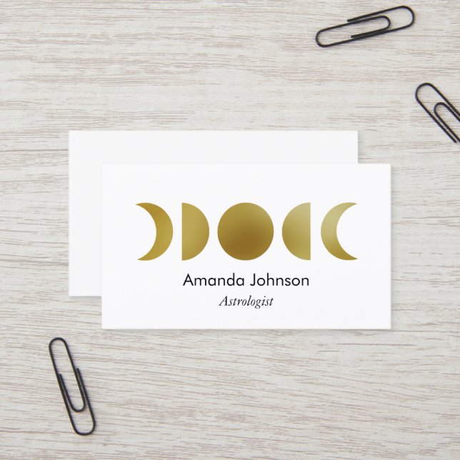 Guld Måne fasas Astrologi Yoga Holistic Healer Visitkort (Fram/Back In Situ)