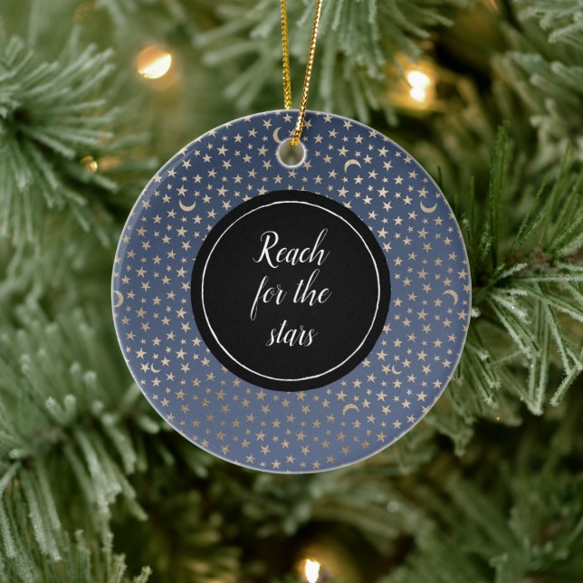 Guld Måne och Stars Night Himlar Julgransprydnad Keramik (Träd)