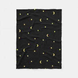 Guld- måne och stjärnor fleecefilt