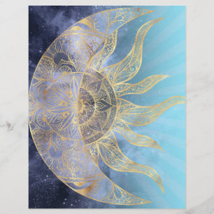 Guld Måne Sol Mandala-kelestial design Brevhuvud