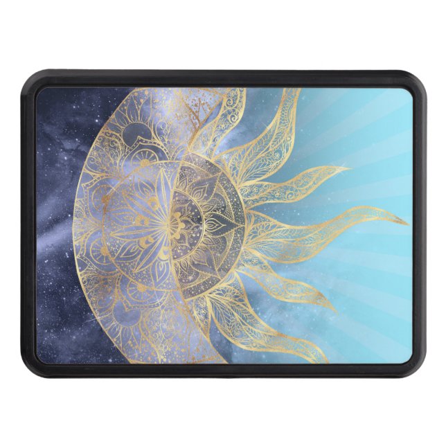 Guld Måne Sol Mandala-kelestial design Dragkroksskydd (Framsidan)