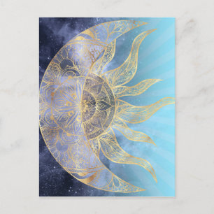 Guld Måne Sol Mandala-kelestial design Helg Vykort