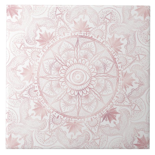 Guld Måne Sol Mandala-kelestial design Kakelplatta (Framsidan)