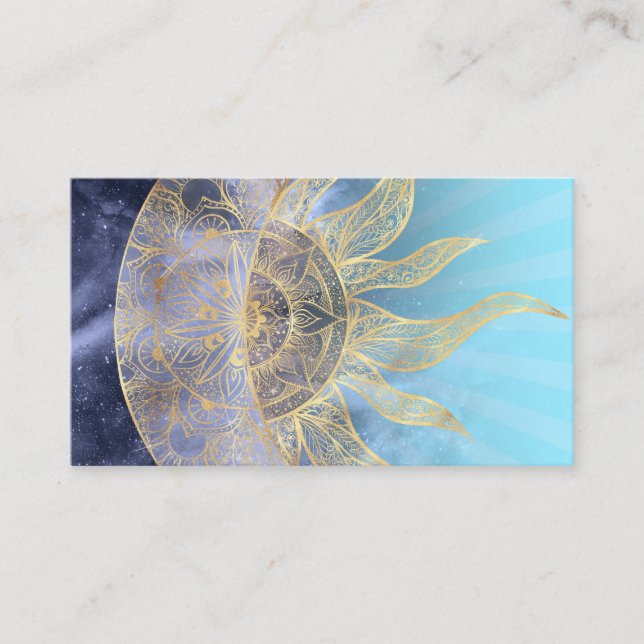 Guld Måne Sol Mandala-kelestial design Visitkort (Framsida)
